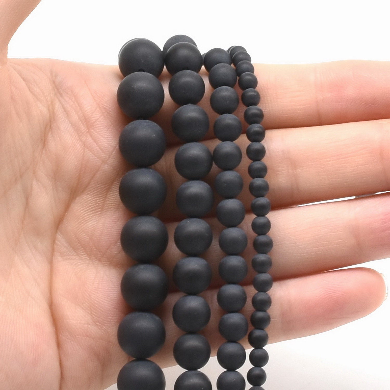 93PCS Black Snowflake Beads Natural Stone Beads for Jewelry Making, Round  Loose Stone Beads for Bracelets Necklace Earring Making for Women Girls