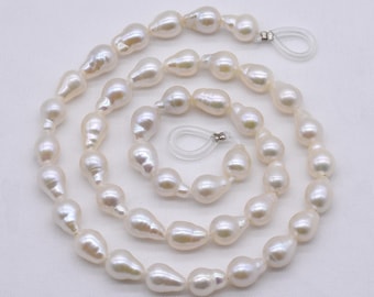 Perlas barrocas largas, perlas AA en forma de lágrima de 6-7 mm x 9-11 mm, auténticas perlas de agua dulce, brillantes perlas barrocas de la más pequeña calidad FQ825-WS