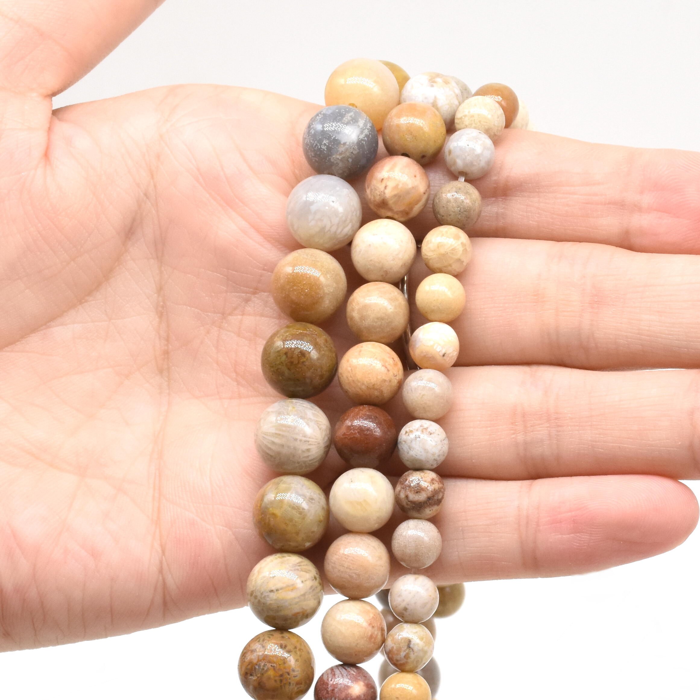 Perline Di Pietra Preziosa Diaspro Fossile Di Corallo Naturale - Foto 14