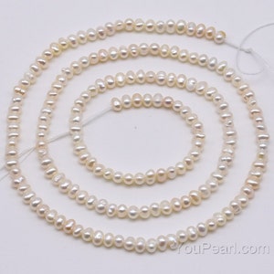 Seed pearl 2.5-3mm, cultured white pearl potato seed pearls, genuine freshwater pearl beads, loose pearl wholesale, full strand, FS400-XS White