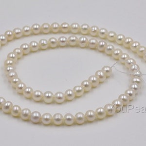 Freshwater pearl A grade white off-round beads wholesale, 5-6mm lustrous pearl jewelry, genuine natural pearl, FR250-WS image 3