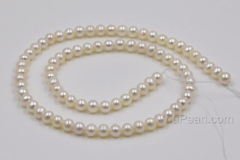Freshwater pearl A grade white off-round beads wholesale, 5-6mm lustrous pearl jewelry, genuine natural pearl, FR250-WS image 3