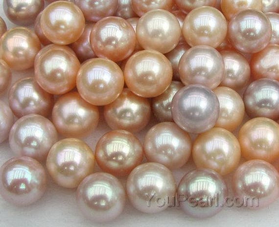 5 mm AAA Large Hole Champagne Color Round Button Freshwater Pearls Hole  Size 1.5 mm Genuine Large Hole Rondelle Freshwater Pearl Beads #1845