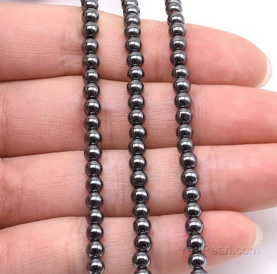 Black Hematite Beads, Round Smooth 2mm 3mm 4mm 6mm 8mm 10mm 12mm Black Beads,  Small and Big Hematite Gemstone Beads, Full Strand HMT20X0 