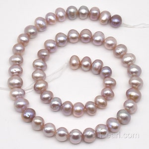 8-9mm lavender pearls, natural mauve potato pearl, large hole up to 2.5mm, genuine freshwater pearl beads bulk sale, full strand, FP510-XS
