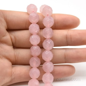 Szlifowane koraliki z różowego kwarcu, 3 mm, 4 mm, 6 mm, 8 mm, 10 mm Koraliki z różowych kamieni szlachetnych klasy A, pasma okrągłych koralików z różowego kwarcu, luźne koraliki z kamieni szlachetnych RQZ10X0