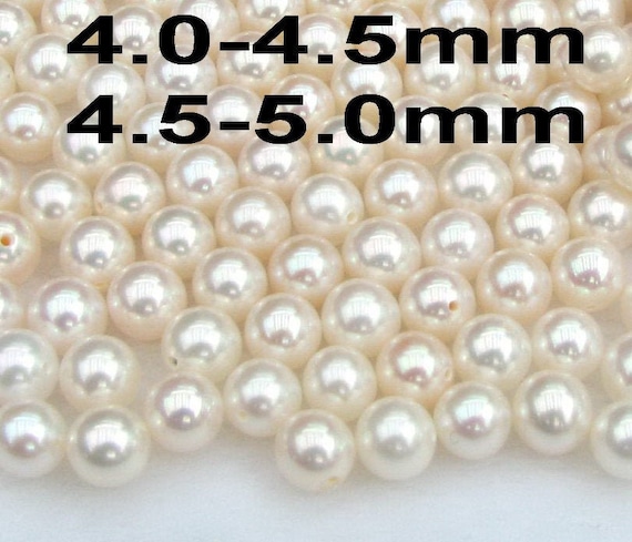 AA+ 4-4.5mm, 4.5-5mm round pearls, lustrous loose pearl beads, natural  color white, freshwater half drilled pearls, good luster, FLR4050-W