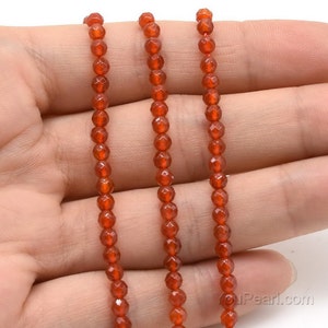 carnelian beads 3mm 4mm 6mm 8mm 10mm, A grade red agate beads, natural round faceted stone beads, semi precious stone, full strand, CNL10X0