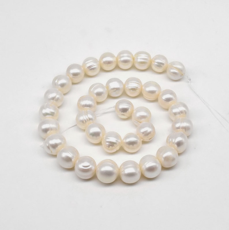 Genuine freshwater pearls, 12-13mm large white pearls, large hole available, natural big pearl beads for necklace, FQ820-WS image 2