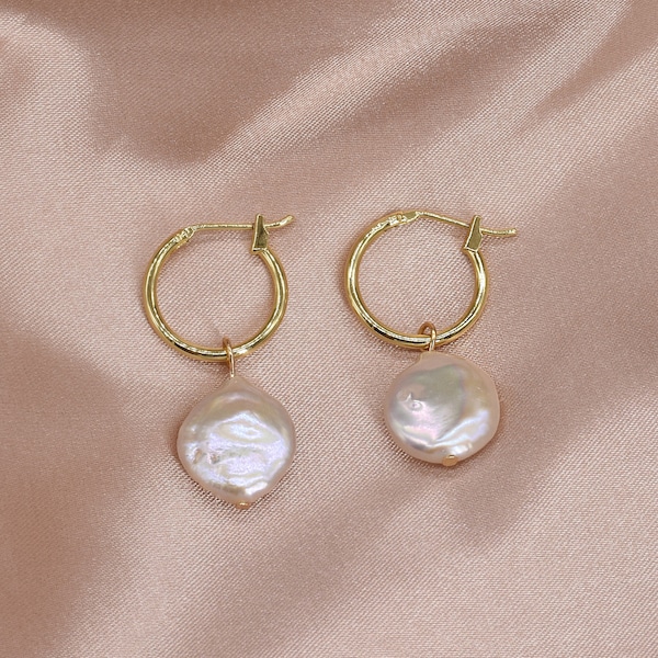Bow Pearl Huggie Earrings