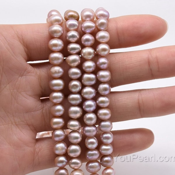 6-7mm potato lavender pearl strands, real freshwater pearl, natural color, loose pearl beads, pearl jewelry, FP350-XS