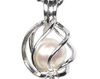 Twisted Silver Pearl Cage