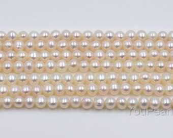 Near round freshwater pearl beads, 4-5mm white natural pearl wholesale, AA, good quality thick nacre pearl, FR230-XS