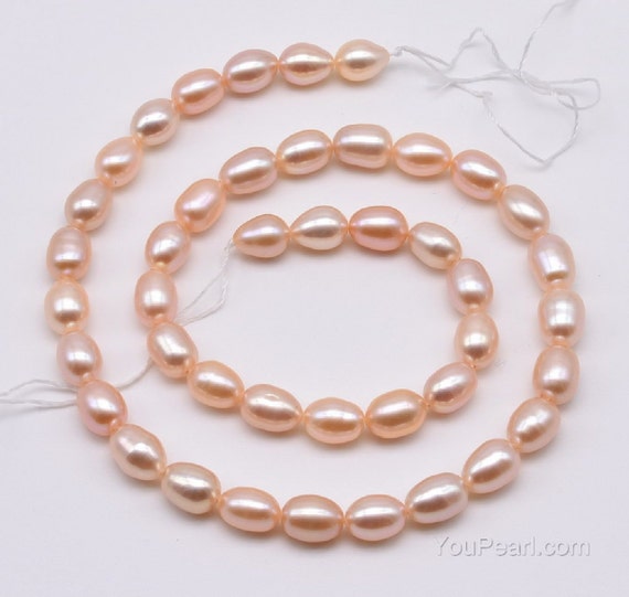 15/" Peach 6-7mm Fresh Water Pearl Rice Beads
