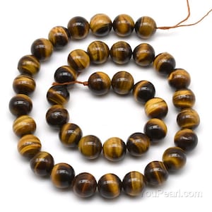 Tiger&#39;s eye beads, 4mm 6mm 8mm 10mm 12mm round, smooth tiger eye stone strand, gemstone semiprecious beads, natural gem stone, TGE20X0