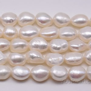 10-11mm baroque pearls, large hole pearl beads, natural white freshwater nugget pearl for jewelry making, on sale, FN680-WS image 1