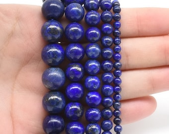 Lapis lazuli beads, 3mm 4mm 6mm 8mm 10mm 12mm 14mm round blue lapis beads, lazuli gemstone, loose semi precious stone bead strand LPS20X0-RS