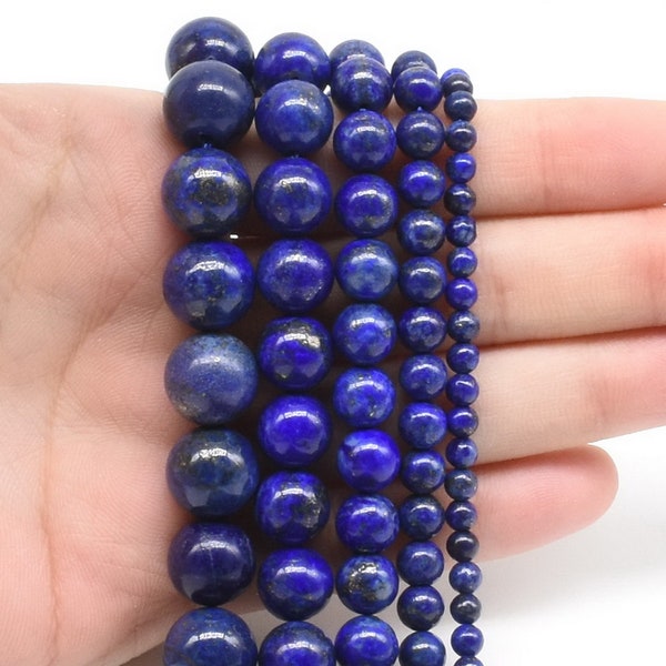 Lapis lazuli beads, 3mm 4mm 6mm 8mm 10mm 12mm 14mm round blue lapis beads, lazuli gemstone, loose semi precious stone bead strand LPS20X0-RS