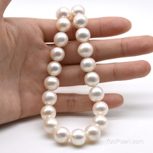 Large pearls, 11-12mm, white near round cultured freshwater pearls for making jewelry, big real natural pearls, big hole available, FR812-WS image 1