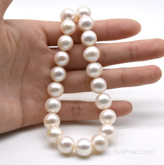 White Stunning Large Round Fresh Water Cultured Pearls 11-12mm (15