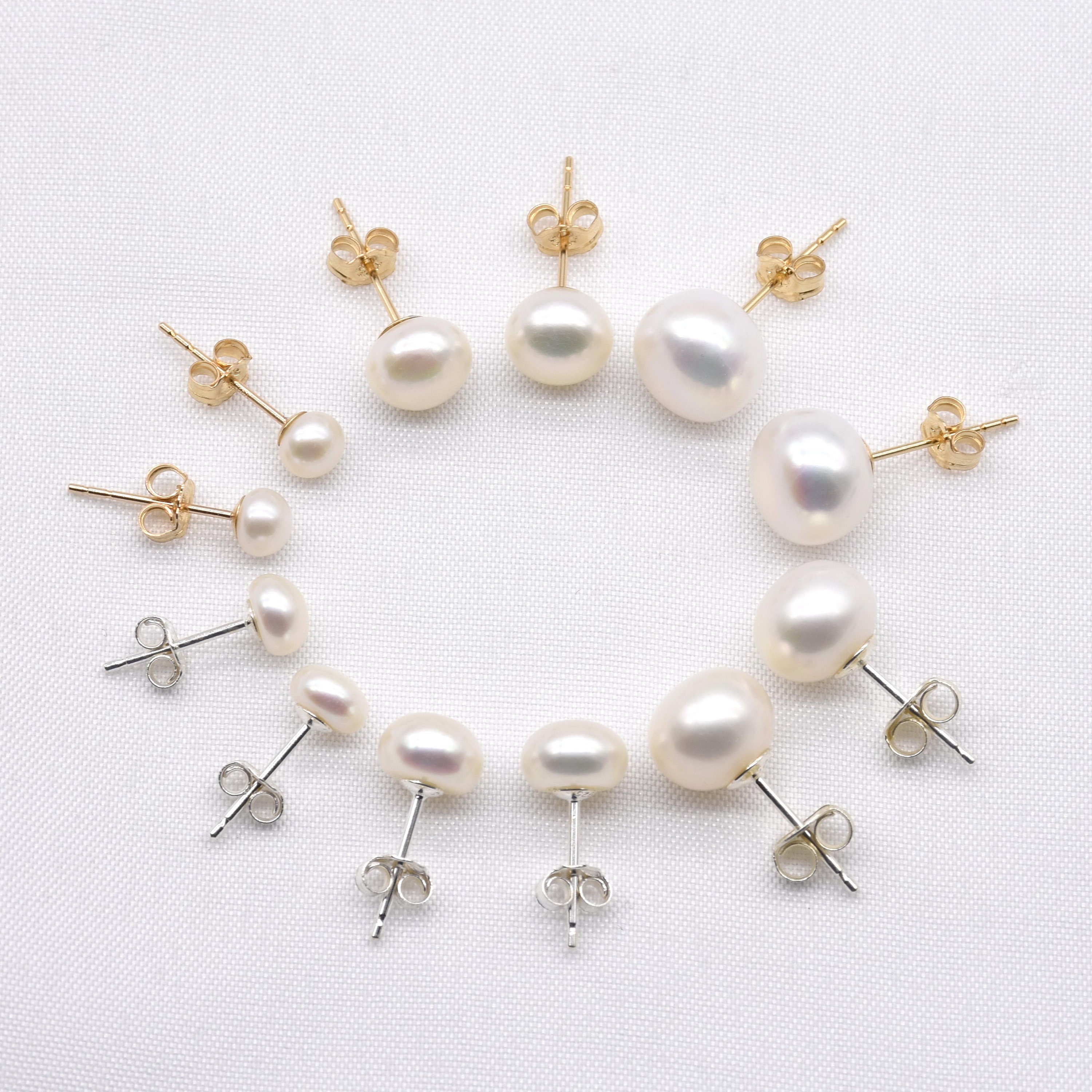 Cultured Pearl Earrings 4mm Pearls Push on Twist Off Safety Backs Ref 794751