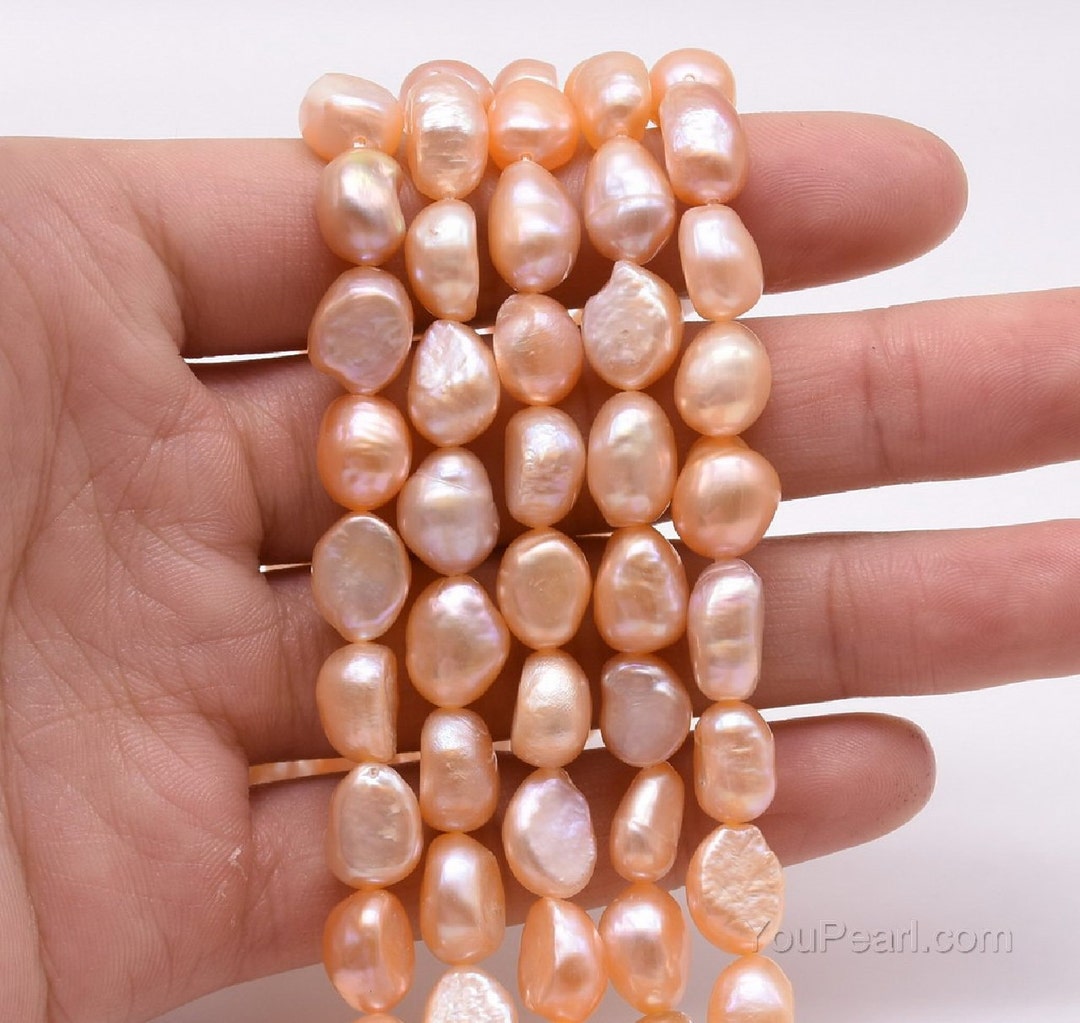 pearl ٩(๑❛ᴗ❛๑)۶pink Pink Pearls, 8-9mm Baroque Nugget Pearls, Large Hole Pearls, Real
