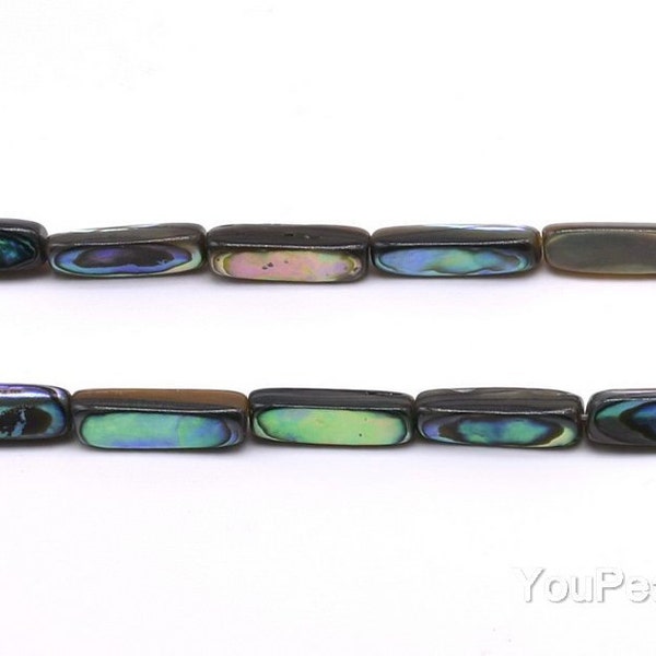 Paua abalone shell, bar shape abalone beads 6x16mm, genuine paua shell strand, natural loose shell beads jewelry, ABA1300
