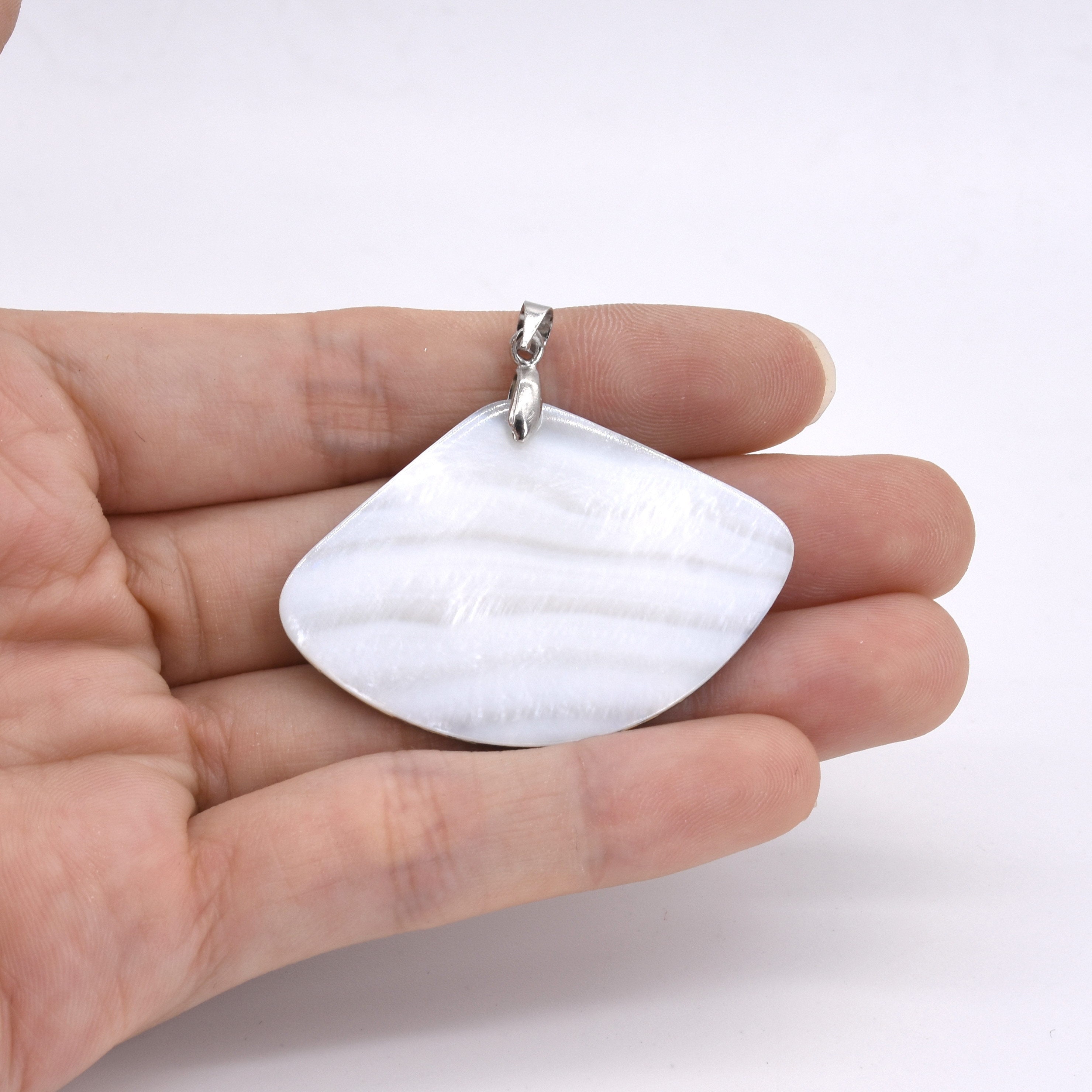 8 Breloques Pendentifs En Coquillage D'Ormeau (Paua) Naturel - Pour Fabrication Bijoux DIY - 4