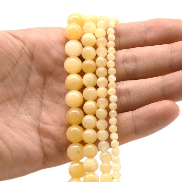 Yellow jade beads, 3mm 4mm 6mm 8mm 10mm round beads, yellow jade stone beads, natural jade yellow gemstone beads, full strands, JAD20X0