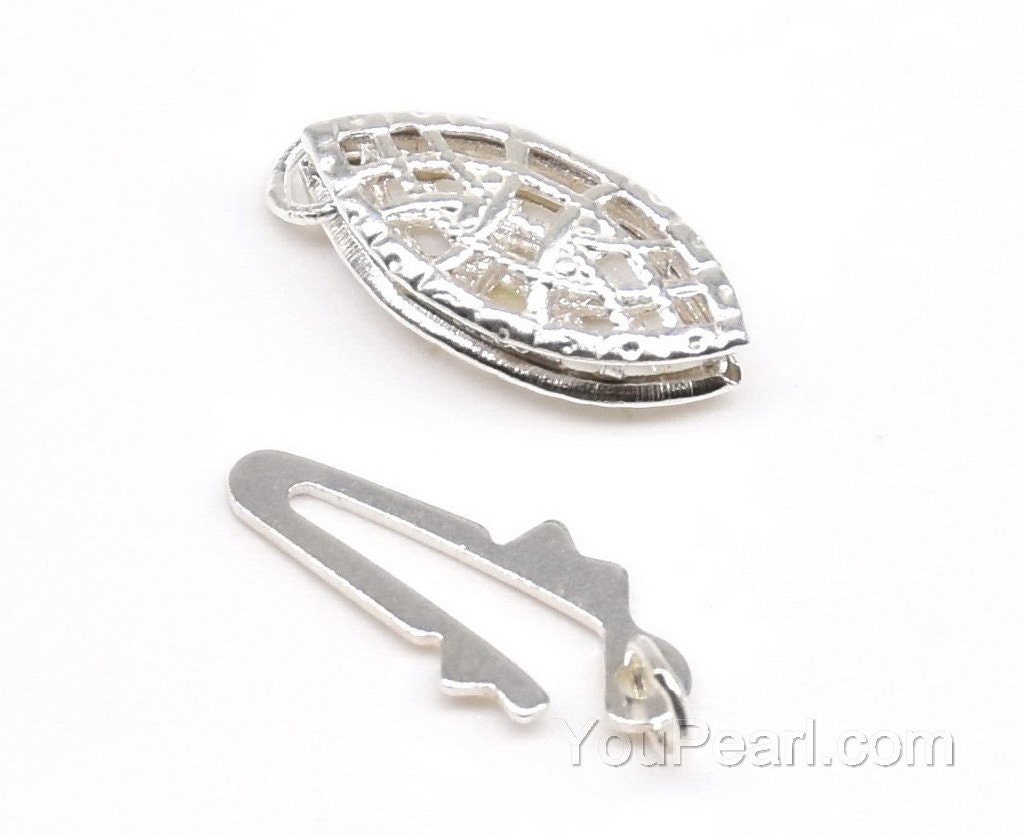 Filigree Fishhook Clasps Sterling 925 Silver Clasp Oval Fish Etsy