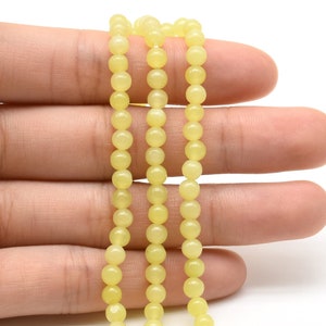 Lemon Jade Beads, 4mm, 6mm Round Beads, Yellow Lemon Jade Stone Beads, Natural Jade Yellow Gemstone Beads, Craft Supply Full Strand, JAD22X0
