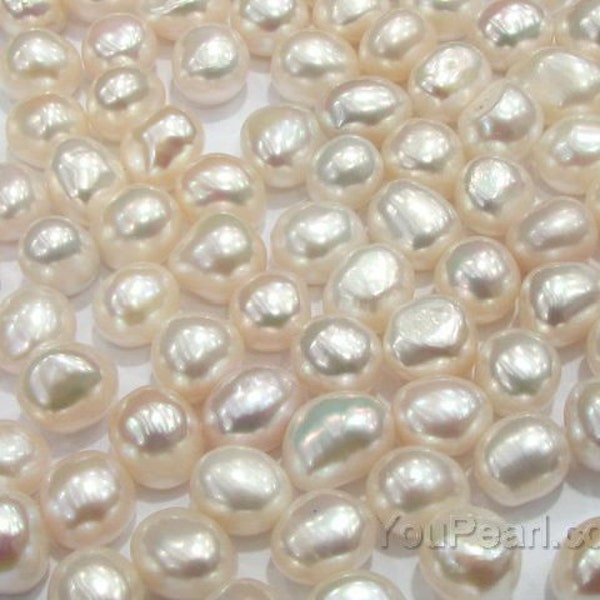 AA+ 10-12mm baroque pearls, freshwater nugget loose pearl, no hole undrilled natural white pearl beads, on sale 10 pearls per lot, FLN400-W