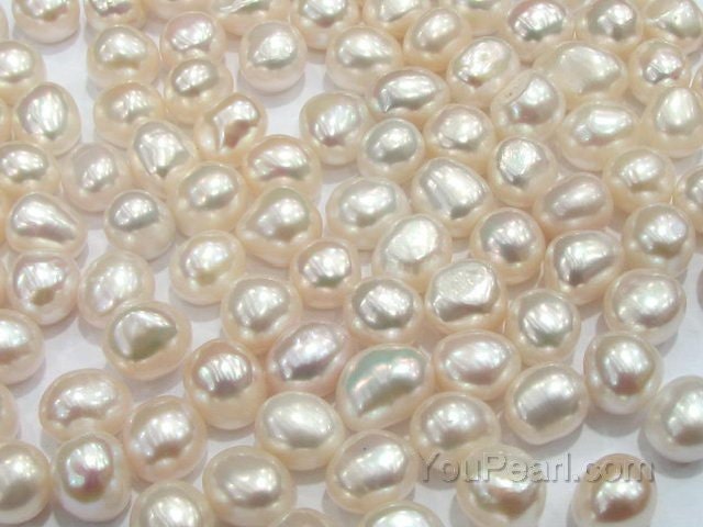 Beautiful 10mm*12-14mm growing string gray pearl loose bead 15"AA 