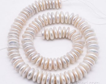 12-14mm big coin pearl strand, white center drilled pearls, cultured fresh water pearl string, flat pearls for jewelry making, FC320-WS