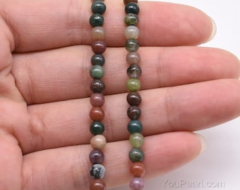 Indian agate beads, 4mm 6mm 8mm 10mm 12mm fancy jasper stone round beads, multi-color gemstone beads, gem strand jewelry beads, AGA20X0