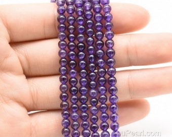 Amethyst Perlen, 3mm 4mm 6mm 8mm 10mm 12mm lose Edelstein Runde Perlen Strang, lila Quarz Stein, Grade A echte Perlen, AMT20X0
