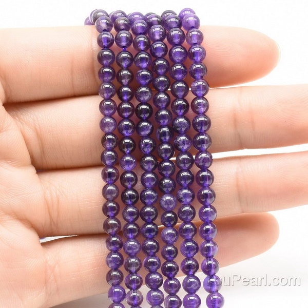 Amethyst beads, 3mm 4mm 6mm 8mm 10mm 12mm loose gemstone round beads strand, purple quartz stone, grade A genuine beads, AMT20X0