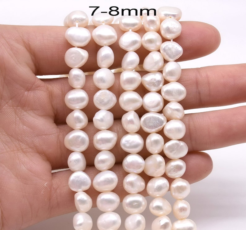 small nugget pearls, 3-4mm 4-5mm 5-6mm small pearls, 6-9mm center drilled pearls, white pearl natural freshwater pearls, fine pearl FN1X0-WS 7-8mm