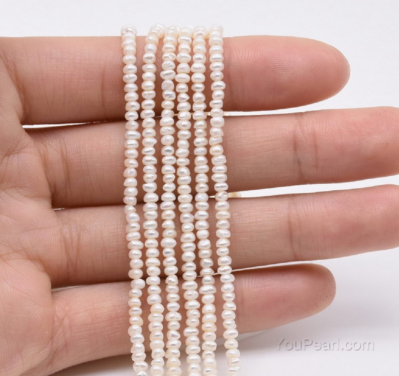 Fine 100% Natural Freshwater Pearl Beads Flat Shape Loose Beads Fit Jewelry  Making DIY Bracelet Necklace Women Gifts Size 4-5mm