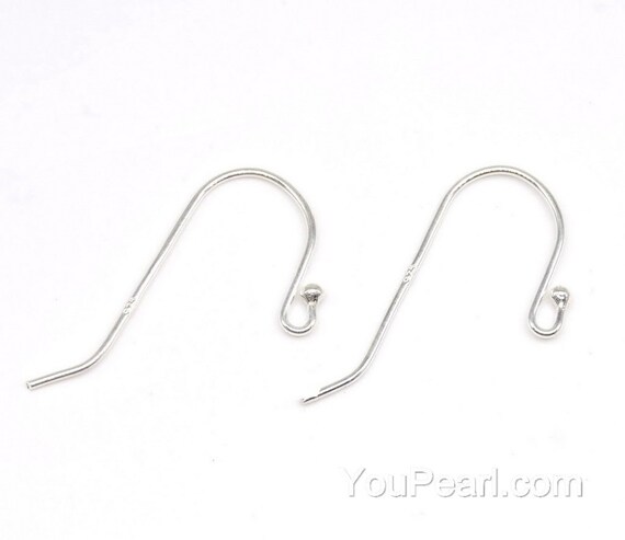 thumbnail image 2 of Large Sterling Silver Hammered Earring Hooks – Fishhook Style, 925, Pair 2 of 5