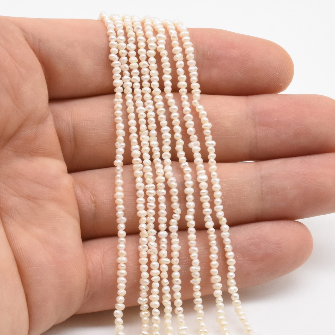 1.5-2.5mm Seed Pearls, Fresh Water Button Pearl,white Small Pearl Bead,  Genuine Natural Color Tiny Pearl Bead Supplies PB496 