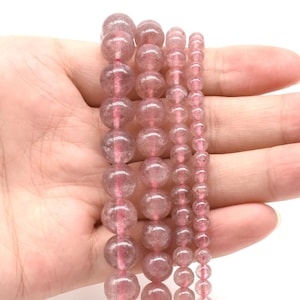 strawberry quartz beads, 4mm 6mm 8mm 10mm natural genuine strawberry quartz stone, pink quartz gemstone beads, loose gem bead, SBQ20X0