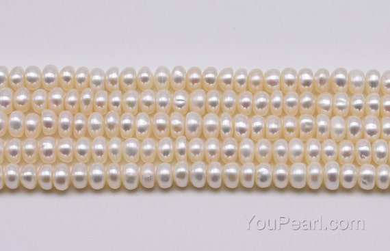Natural 7-8mm White Freshwater Pearl Abacus Rondelle Spacer Beads - 14 Inch Strand For Jewelry Making