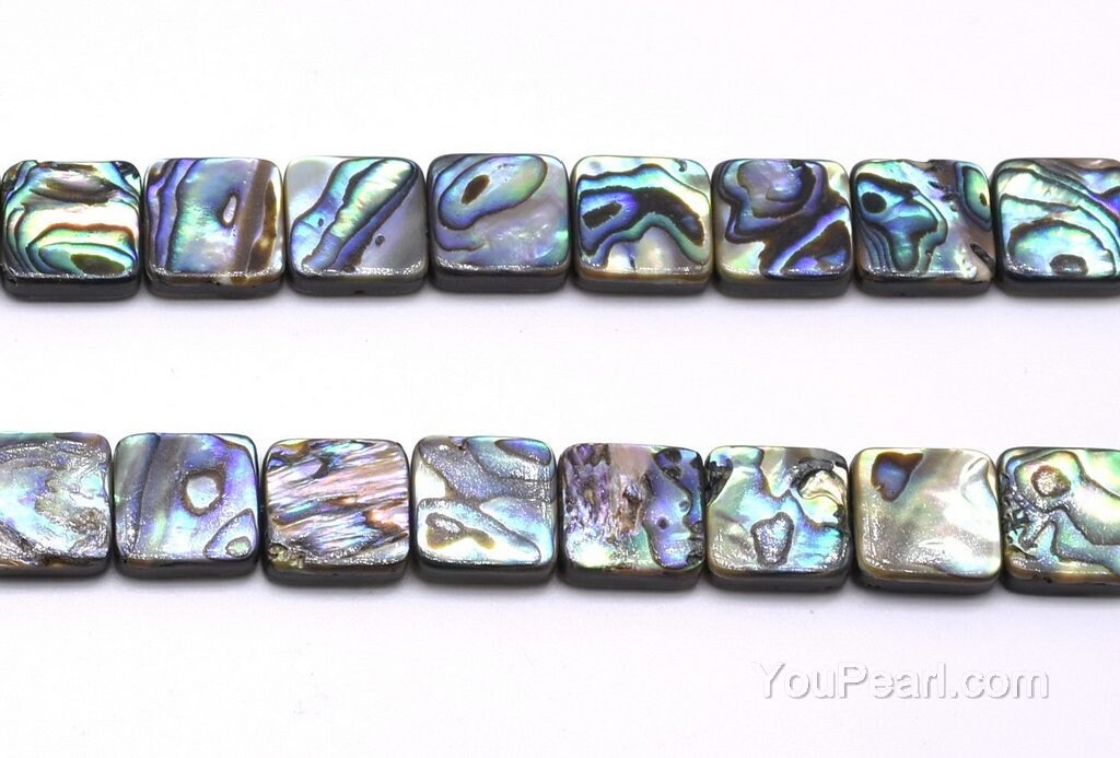 3 Strands Natural Abalone Paua Shell Rectangle Beads 29x70x3mm Graduated