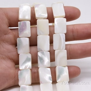 Mother of pearl beads, 6x8mm 8x10mm 10x14mm 13x18mm 15x20mm 18x25mm rectangle shape MOP beads, white shell beads strand,  MOP10X0