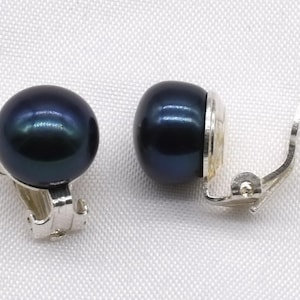 Pearl Clip On Earrings Non-Pierced 925 Sterling Silver Earrings Gold Vermeil Genuine Natural Fresh Water Pearl Earring Clip Earrings F1805-E Black