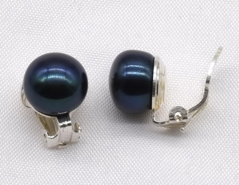 Pearl Clip On Earrings Non-Pierced 925 Sterling Silver Earrings Gold Vermeil Genuine Natural Fresh Water Pearl Earring Clip Earrings F1805-E Black