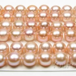 AA+ 9-10mm button pearl, loose fresh water pearl beads, half drilled pink pearl, cultured pearl jewelry, good quality, FLB9010-X