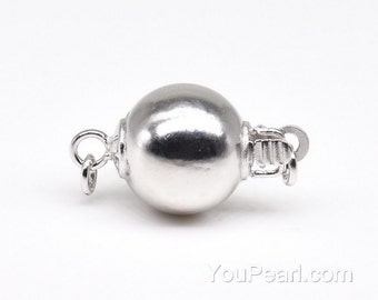 Round ball clasp, 925 sterling silver pearl closure, bracelet necklace clasp, silver jewelry connector, 6mm 8mm 10mm 12mm availabale CS109X