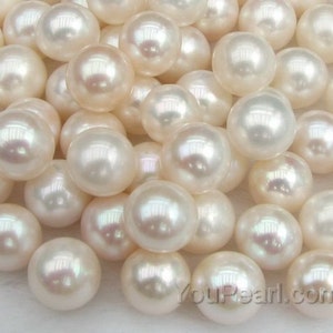 AA+ 10-11mm 11-12mm round pearls, white loose pearls, half drilled hole pearl beads, lustrous genuine freshwater round fine pearls FLR1012-M